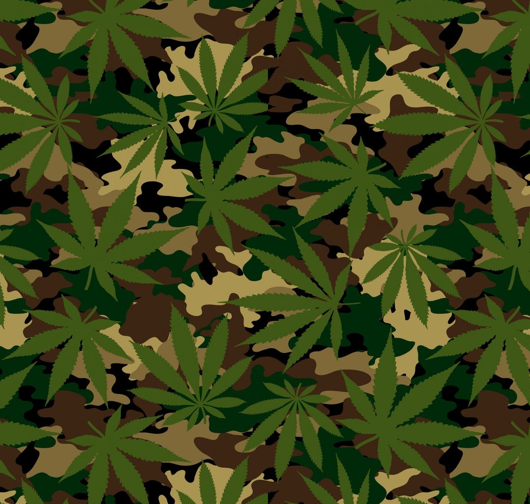 Marijuana Camo Cannabis Design by David Textiles 44 Inches Wide 100