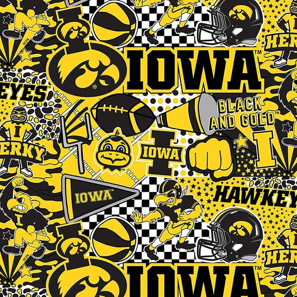 Iowa Hawkeyes NCAA College Pop Art Graffiti Design 43 inches wide 100% Cotton Quilting Fabric - IA-1165