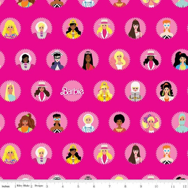 Barbie World Mattel Barbie Main in Hot Pink by Riley Blake Designs 44 inches wide 100% Cotton Quilting Fabric RB-CD15020-HOTPINK