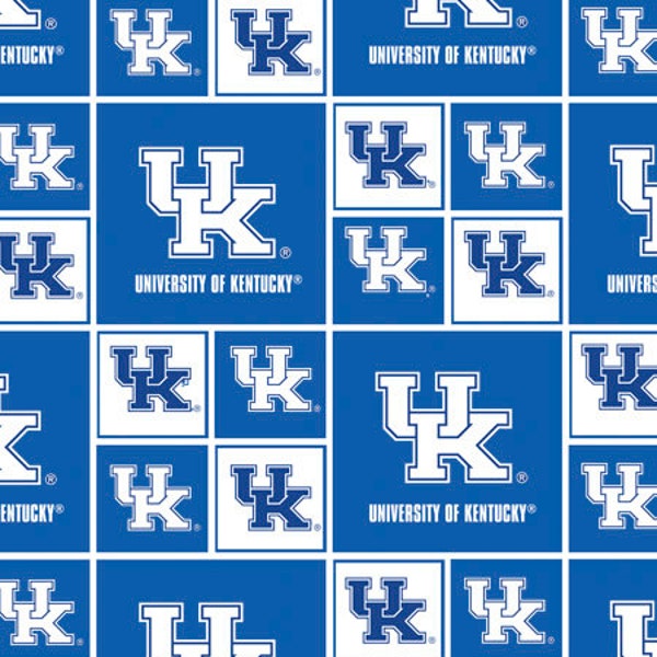 Kentucky Wildcats NCAA College Box design 43 inches wide 100% Quilting Cotton Fabric KY-020