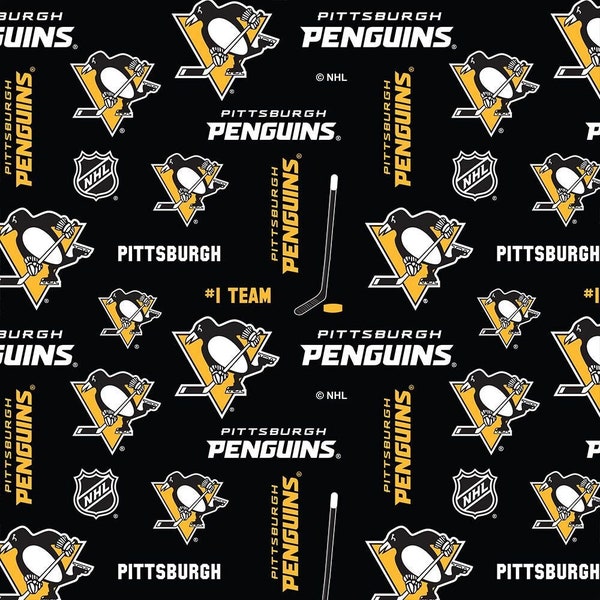 Pittsburgh Penguins NHL Hockey Allover Toss Design 45 inches wide 100% Cotton Quilting Fabric NHL-169 PEN