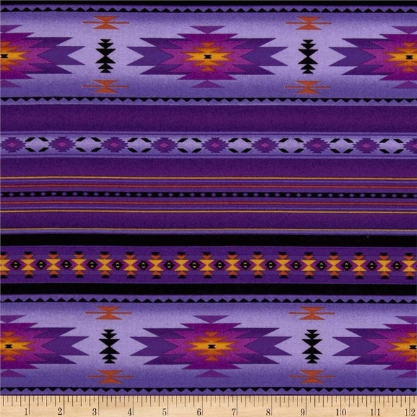 Tucson Aztec Southwestern Native American Stripe Purple Elizabeth's Studio 44 in wide Cotton Quilting Fabric ES-201 Purple