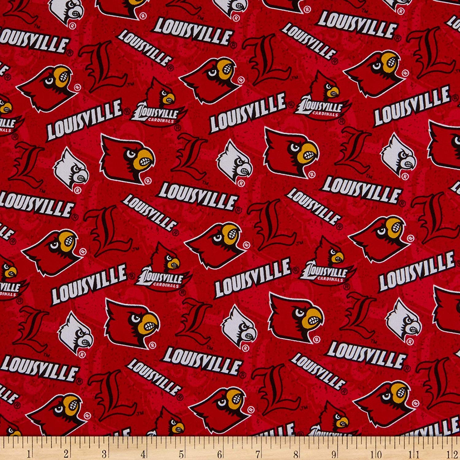 University of Louisville Cotton Flannel Fabric by Sykel-Louisville  Cardinals Plaid Flannel Fabric