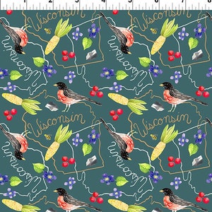 Natural State Wisconsin in Multi Dark Green by Jennifer Heynen for In The Beginning Fabrics 44 inches wide 100% Cotton Fabric ITB-49JHU-1