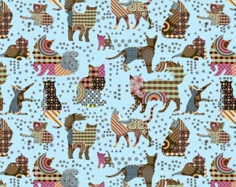 Life is Better with a Cat Cats tossed in Aqua by Sykel 44 inches wide 100% Cotton Quilting Fabric PC-10418 Aqua