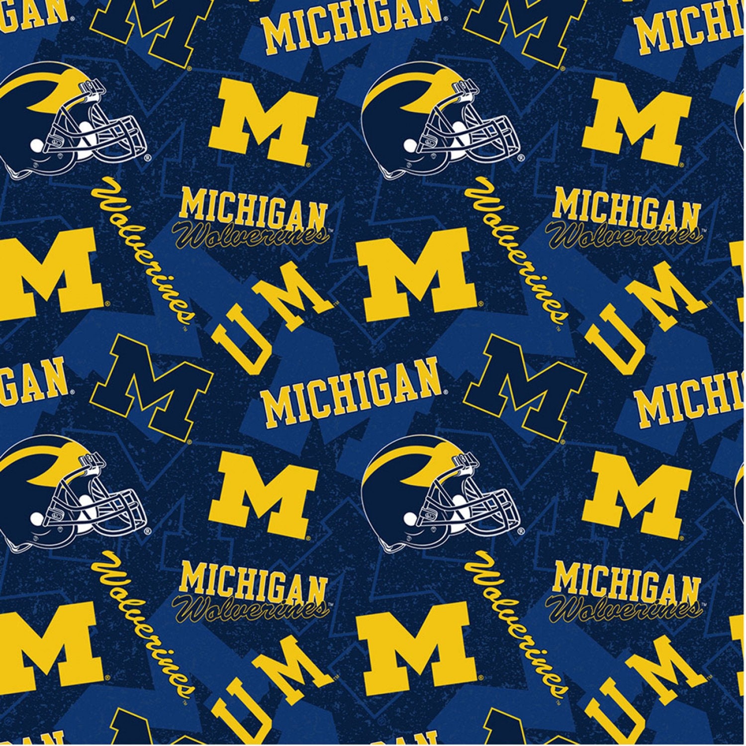 Flannel University of Michigan Wolverines U of M Go Blue Flannel Fabric  Print by the Yard (mchg1152) D286.27