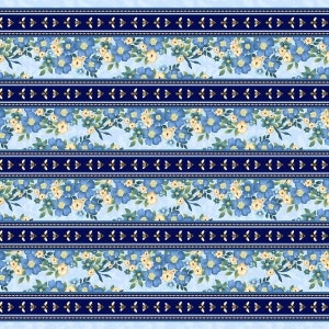 Bee All You Can Bee Border Stripe in Dark Blue by Art Loft for Studio E Fabrics 44 inches wide 100% Cotton Quilting Fabric SE-6950-77