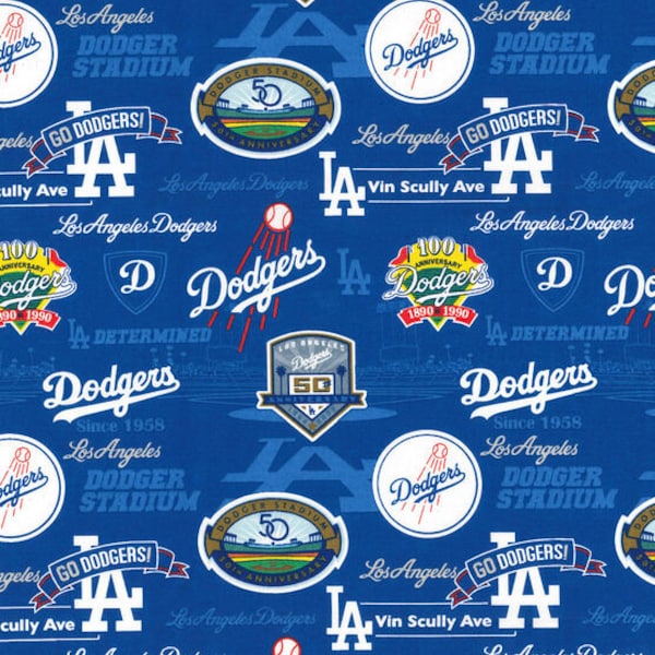 Los Angeles Dodgers MLB Baseball Stadium Design 44 inches wide 100% Cotton Fabric MLB-60254B