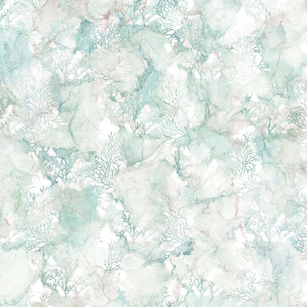 Sea Breeze Corals Texture Watercolor in Seafoam Green by Deborah Edwards for Northcott Fabrics 44 inches 100% Cotton Fabric NC-DP27100-61