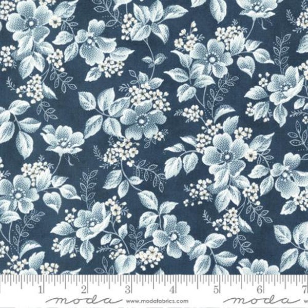 Cascade Delicate Blossoms Florals in Midnight Dark Blue by 3 Sisters for Moda Fabrics 44 Inches wide 100% Cotton Quilting Fabric MD-44321-15