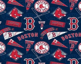 Boston Red Sox MLB Baseball New Retro Design by Fabric Traditions 58-60 inch wide 100% Cotton Fabric MLB-14413B