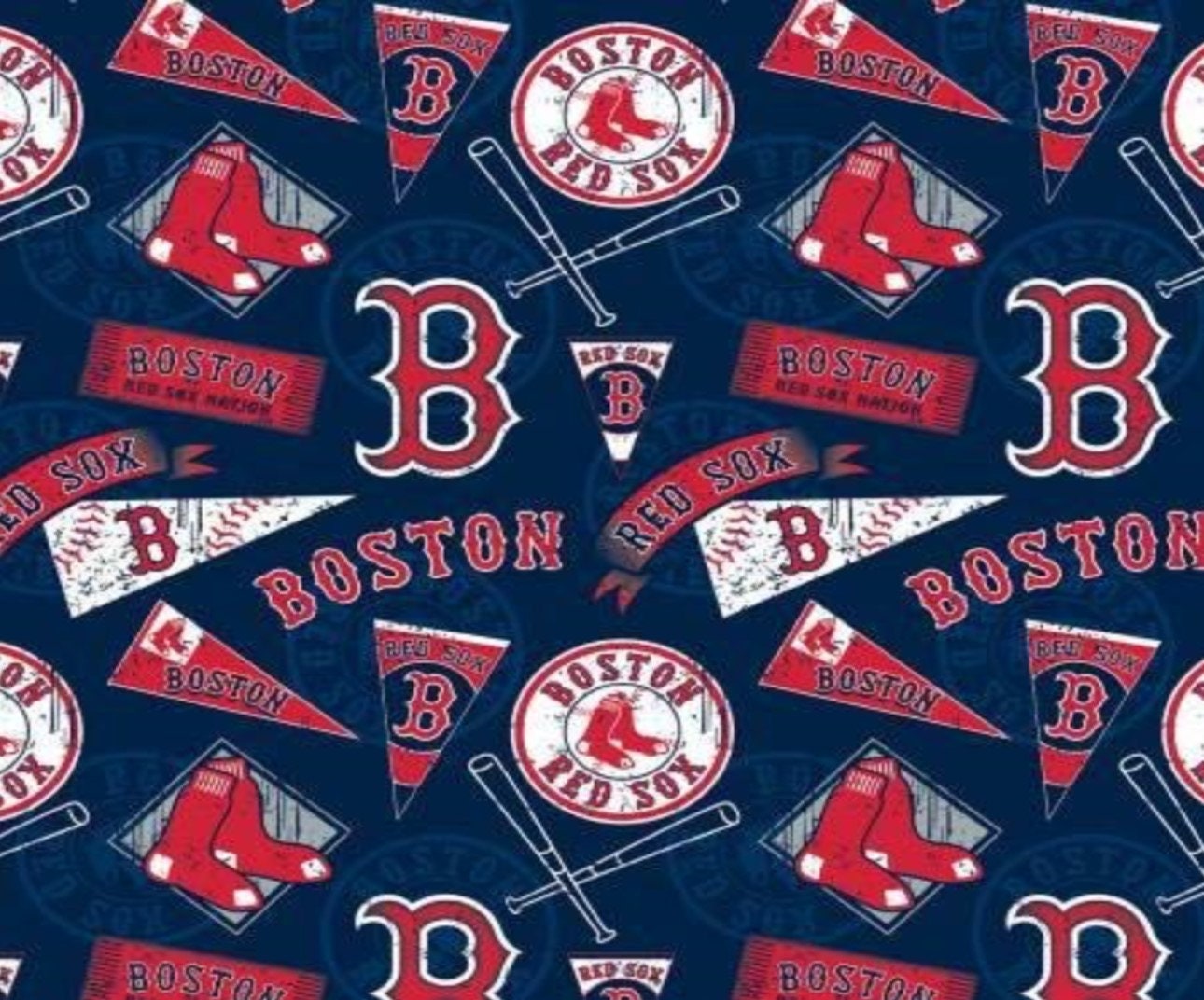 Boston Red Sox MLB Baseball New Retro Design by Fabric