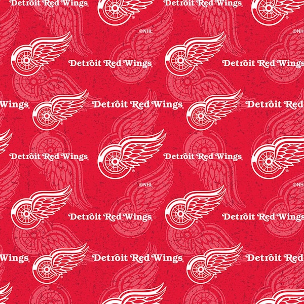 Detroit Red Wings NHL Hockey Tone on Tone design 43 inches wide 100% Quilting Cotton Fabric 1199-WIN