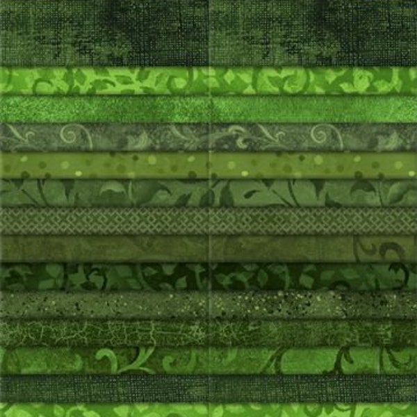 Emerald Forest 40 Karats Pre Cut Fabric Roll Strips 2.5 x 44 inches by Wilmington Prints Cotton Fabric WP-842-2-842