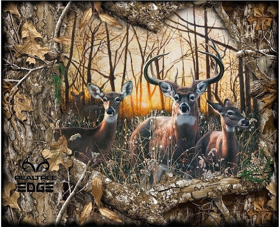 Merry Christmas Woodland Deer Panel 100/% cotton Fabric by the panel 36/" X 42/"
