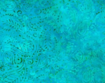 Tealing Good Pattern Tealing Good Batiks Mini Paisley in Cream Aqua by Wilmington Prints 44 ...