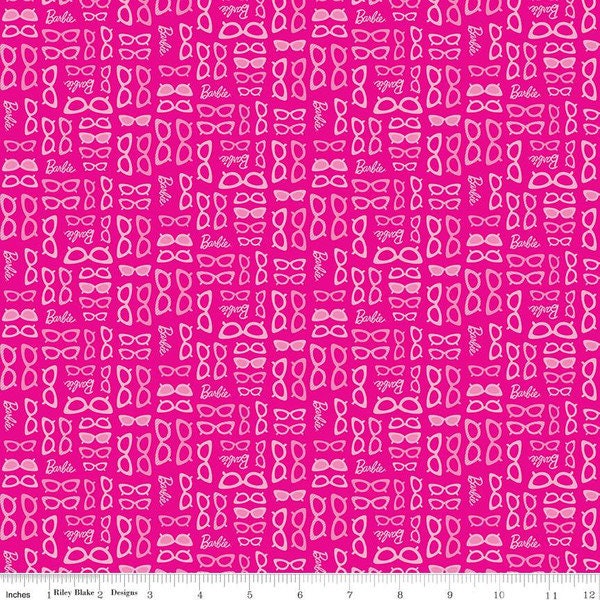 Barbie World Mattel Barbie Glasses in Hot Pink by Riley Blake Designs 44 inches wide 100% Cotton Quilting Fabric RB-C15025-HOTPINK