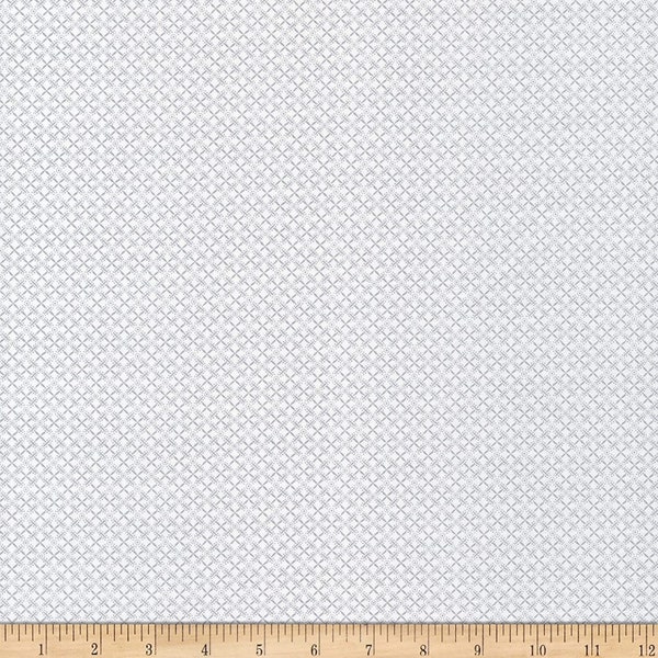 Scarlet Stitches White Linen Tiny Lattice in Gray and White by Henry Glass 44 inches wide Cotton Quilting Cotton HG 2703-11