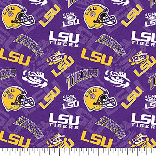 Louisiana State University LSU Tigers NCAA College Tone on Tone Design 43 inches wide 100% Cotton Quilting Fabric LSU-1178