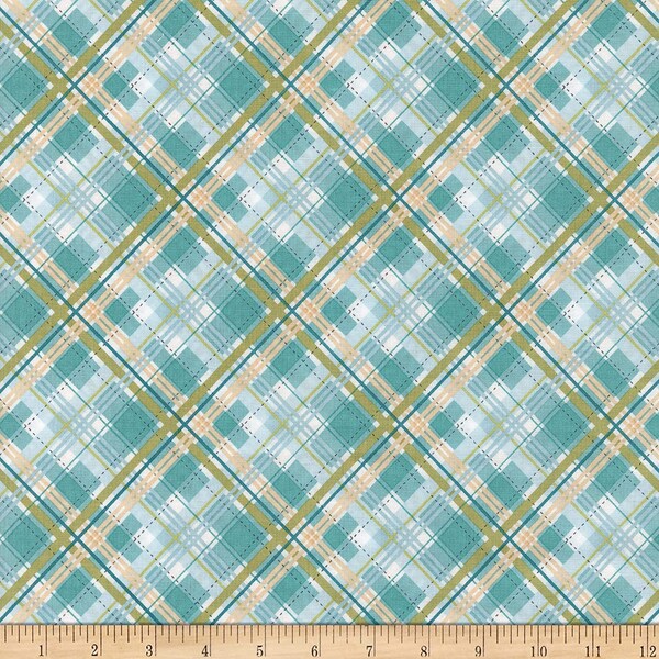 Isabella Rose Blue Bias Plaid van Kaisley Rose voor Poppie Cotton 43 inch breed 100% katoenen quiltstof PoC-KR20517 blauw