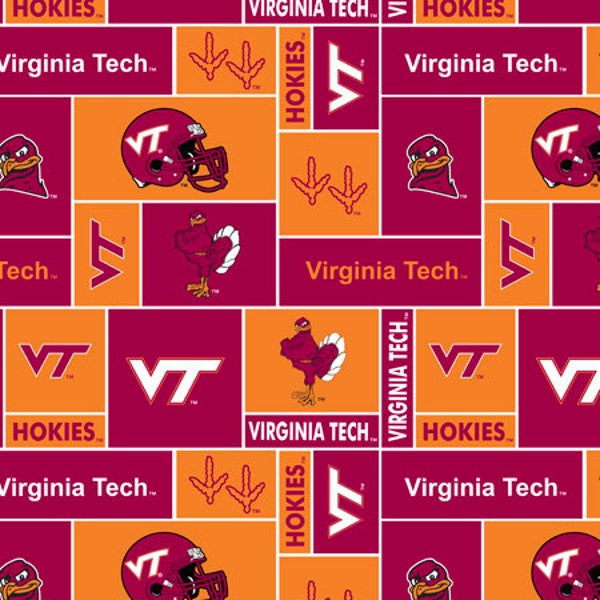 Virginia Tech Hokies NCAA Block 58-60 inches wide FLEECE Fabric VT-012