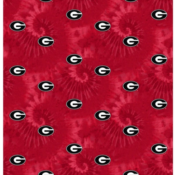 Georgia Bulldogs NCAA College Tie Dye design 43 inches wide 100% Cotton Quilting Fabric GA-1316