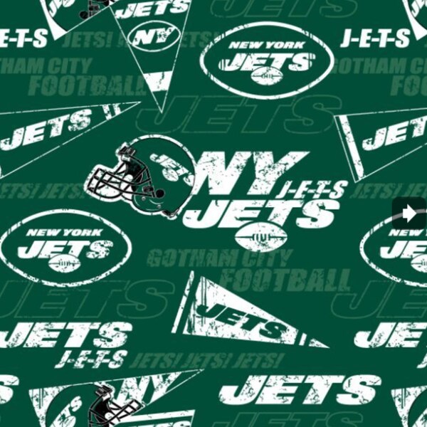 New York Jets NFL Football Retro Design in Green by Fabric Traditions 58-60 inches wide 100% Cotton Fabric NFL-70294D