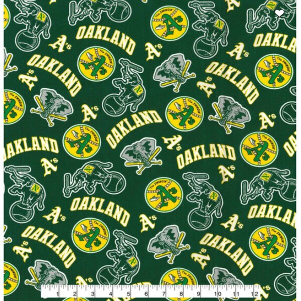 Oakland Athletics A's MLB Baseball Cooperstown Design 44 inch wide Cotton Fabric MLB-60136