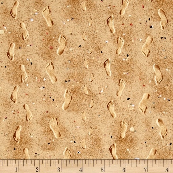 Sand Footprints Beach Kids Sand by Elizabeth's Studio 44 inches wide 100% Cotton Quilting Fabric ES-418 Sand