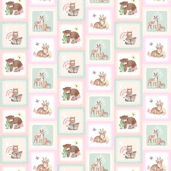 Woodland Wander Pink Framed Friends in Multi by Jo Taylor for 3 Wishes 44 inches wide 100% Cotton Quilting Fabric 3W-20232-Multi