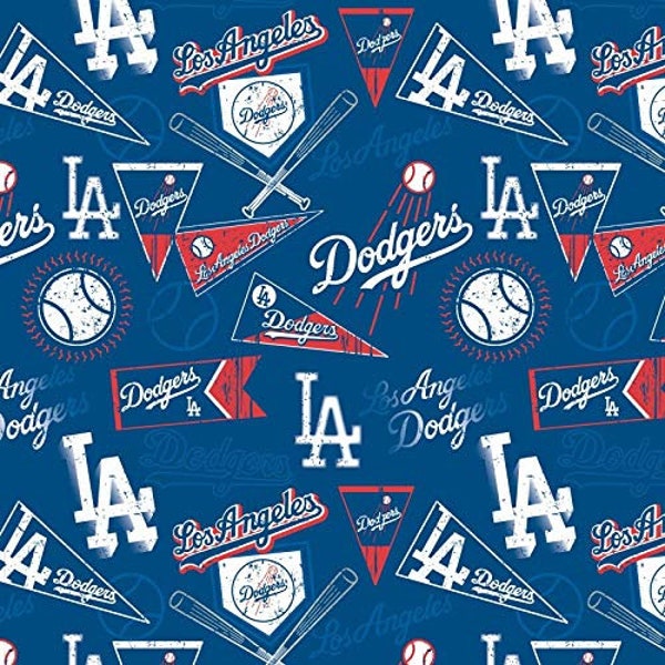 Los Angeles Dodgers MLB LA  Retro Flags by Fabric Traditions 58-60 inch wide 100% Cotton Fabric MLB-14418B