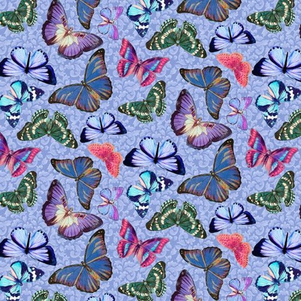 Victoria Large Butterfly in Periwinkle Purple by Lisabelle for Blank Quilting Fabrics 44 in wide 100% Cotton Fabric BQ-2439-50-Periwinkle