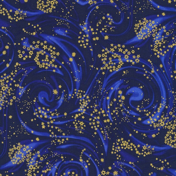 Star Maps Swirling Galaxy in Midnight Blue by Robert Kaufman 44 in wide 100% Cotton Quilting Fabric RK-SRKM-21468-69