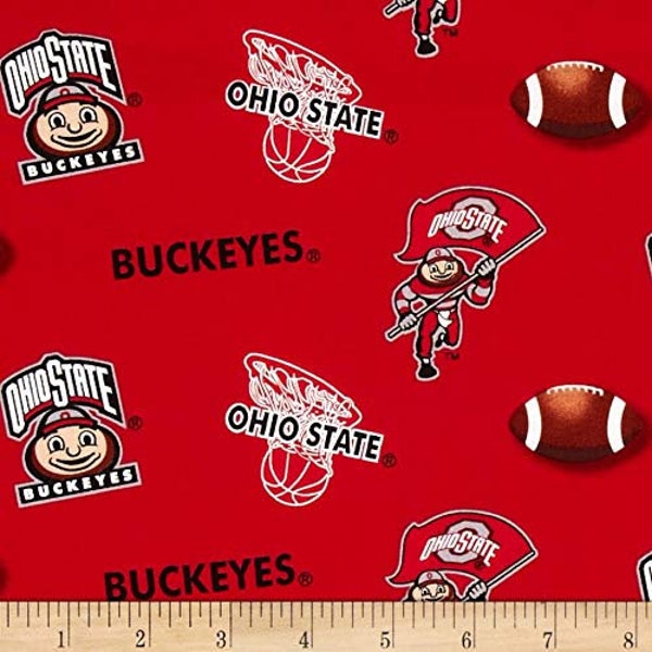 Ohio State Buckeyes NCAA College Allover Design 43 inches wide 100% Cotton Quilting Fabric OHS-041