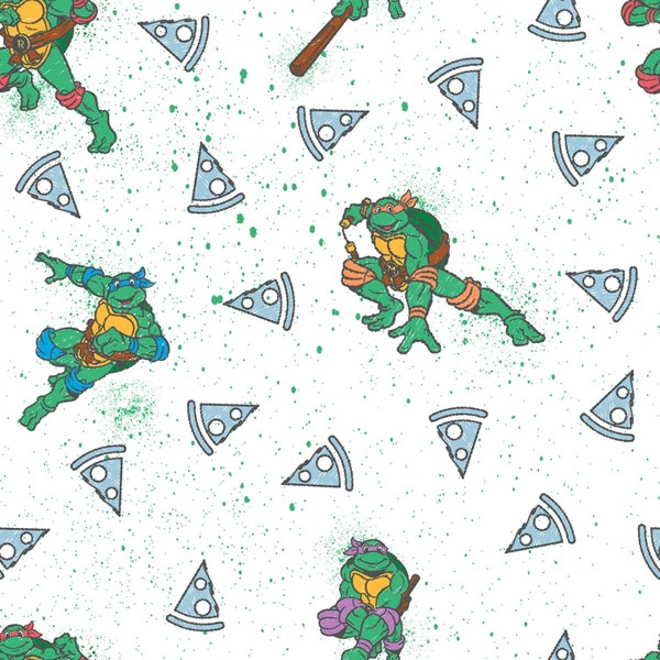 Nickelodeon Teenage Mutant Ninja Turtles TMNT Paint Splatter in Weiß von Springs Creative 100 cm breiter Baumwollstoff SC-78379