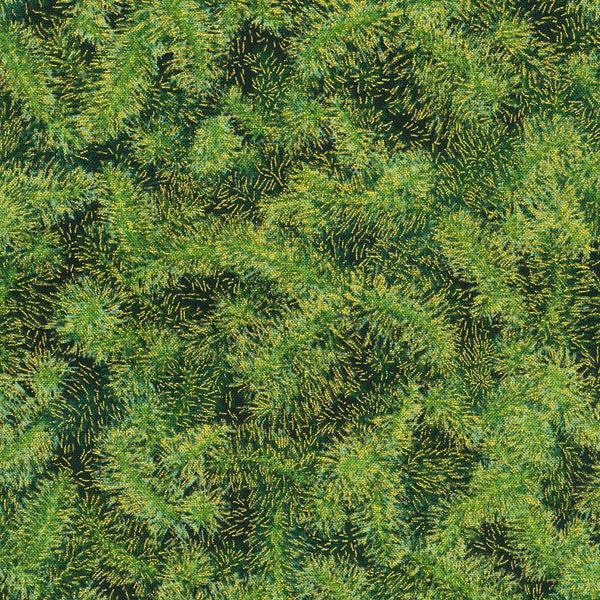 Holiday Flourish Snow Flower Dense Pine Branches in Pine Green by Robert Kaufman 44 inches 100% Cotton Quilting Fabric RK-SRKM-21602-274