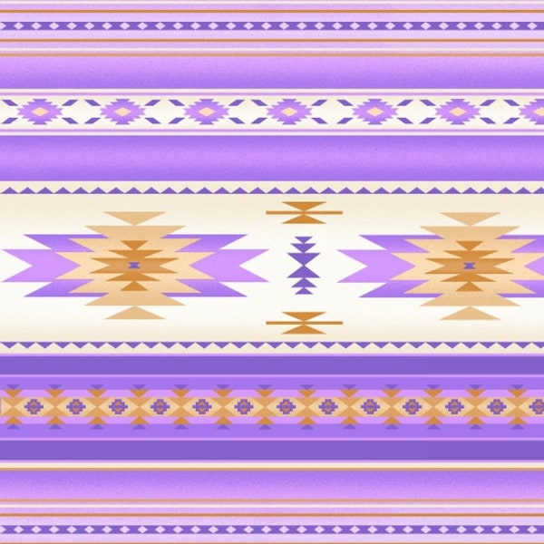 Tucson Aztec Southwestern Native American Stripe in Lavender by Elizabeth's Studio 44 inches 100% Cotton Quilting Fabric ES-201-LAV
