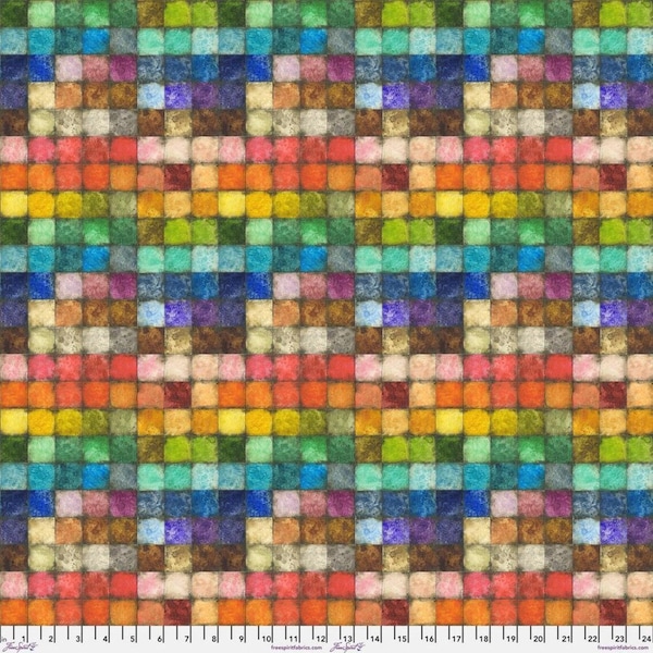 Colorblock Tiled in Multi by Tim Holtz Eclectic Elements for Free Spirit 44 inches wide 100% Cotton Quilting Fabric FS-PWTH180.MULTI