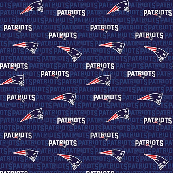 New England Patriots NFL Football Mini-name design in Navy by Fabric Traditions 58-60 inches wide 100% Cotton Fabric NFL-14500D