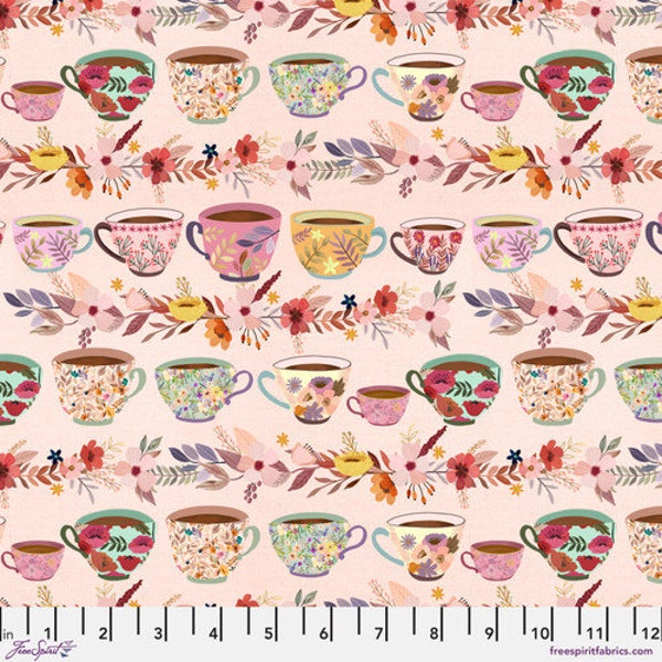 Autumn Friends Fall Mugs in Pink by Mia Charro for Free Spirit 100% Cotton Quilting Fabrics FS-PWMC040.XPINK