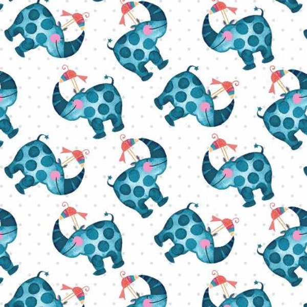 Silly Safari Rhino in White by Rena Askey for Studio E 44 inches wide 100% Cotton Quilting Fabric SE-5940S-01