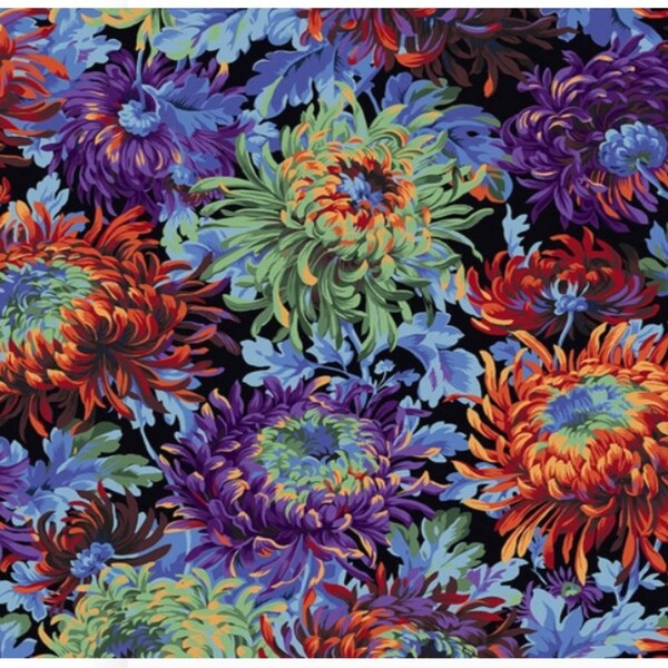 Shaggy in Black Kaffe Fassett Collective by Phillip Jacobs for Free Spirit 43 inches wide 100% Cotton Quilting Fabric FS PWPJ072.BLACK