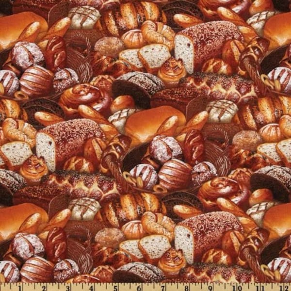 Breads Mixed in Food Festival by Elizabeth's Studio 44 inches wide 100% Cotton Quilting Fabric ES-395-Multi