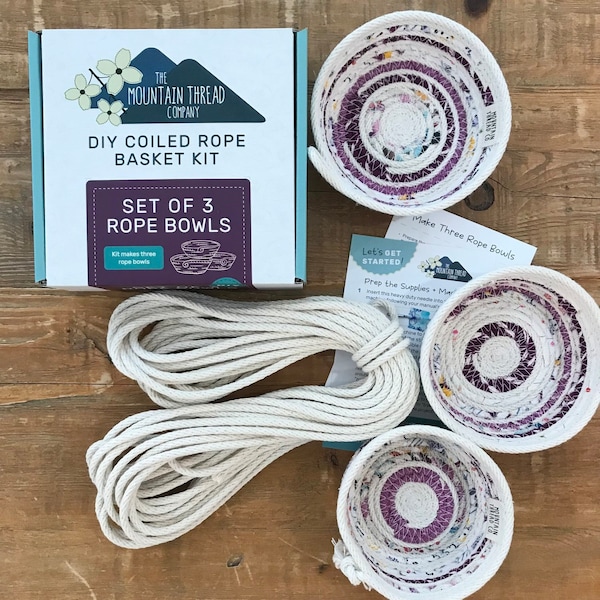 DIY Coiled Rope Kit Rope Bowl Set of 3 by The Mountain Thread Company TMTC-1SOTRBKIT15