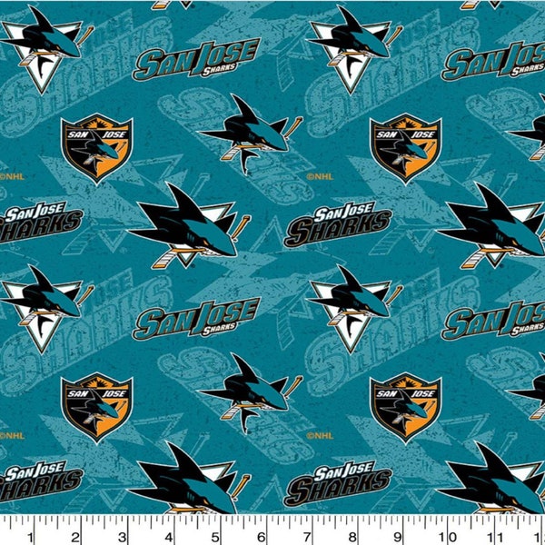 San Jose Sharks NHL Hockey Tone on Tone Design 45 inches wide 100% Cotton Quilting Fabric NHL-1199 SJS