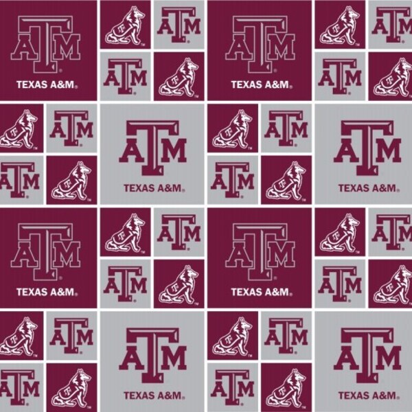 Texas A&M Aggies NCAA College Box Collegiate 43 inch 100% Cotton Quilting Fabric TAM-020