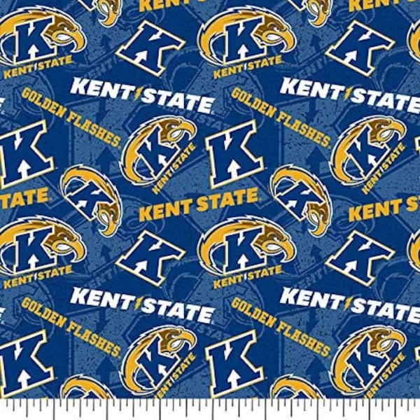 Kent State Golden Flashes NCAA College Tone on Tone Design 43 inches wide 100% Cotton Quilting Fabric KENT-1178