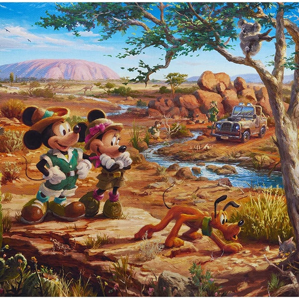 Disney Dreams Mickey and Minnie Mouse in Outback Digital Panel 36in x 43in Thomas Kinkade David Textiles Cotton Fabric DT-DS-2066-9C-1 Multi