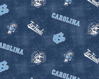 North Carolina at Chapel Hill Tar heels NCAA UNC Collge Distressed FLANNEL 42 inches 100% Cotton Fabric nc-1152