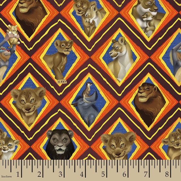 Lion King Character Mosaic design by Springs Creative 43 in wide 100% Cotton Fabric SC-70690